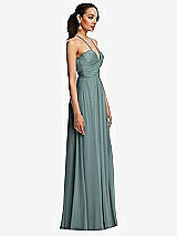 Side View Thumbnail - Icelandic Plunging V-Neck Criss Cross Strap Back Maxi Dress