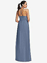 Rear View Thumbnail - Larkspur Blue Plunging V-Neck Criss Cross Strap Back Maxi Dress