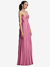 Side View Thumbnail - Orchid Pink Plunging V-Neck Criss Cross Strap Back Maxi Dress