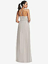 Rear View Thumbnail - Oyster Plunging V-Neck Criss Cross Strap Back Maxi Dress