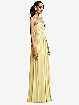 Side View Thumbnail - Pale Yellow Plunging V-Neck Criss Cross Strap Back Maxi Dress