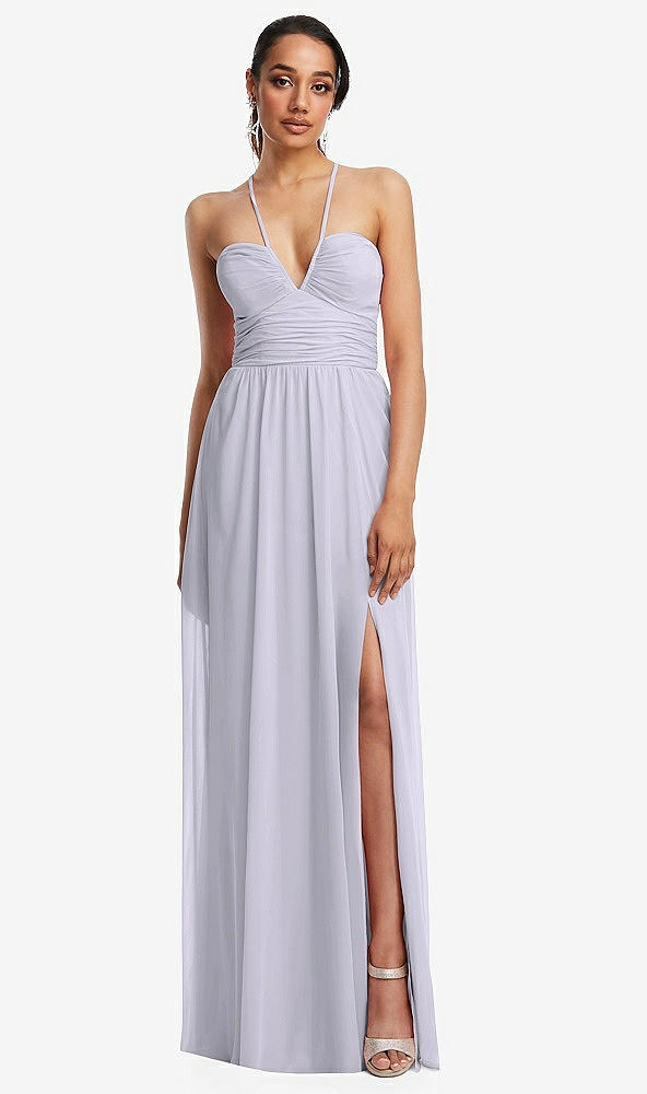 Front View - Silver Dove Plunging V-Neck Criss Cross Strap Back Maxi Dress