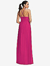 Rear View Thumbnail - Think Pink Plunging V-Neck Criss Cross Strap Back Maxi Dress