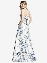 Side View Thumbnail - Cottage Rose Larkspur Strapless A-line Floral Satin Gown with Modern Bow Detail