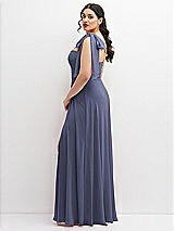 Alt View 2 Thumbnail - French Blue Chiffon Convertible Maxi Dress with Multi-Way Tie Straps