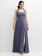 Front View Thumbnail - French Blue Chiffon Convertible Maxi Dress with Multi-Way Tie Straps