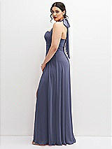 Side View Thumbnail - French Blue Chiffon Convertible Maxi Dress with Multi-Way Tie Straps