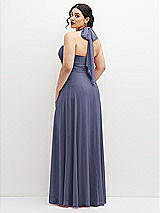 Rear View Thumbnail - French Blue Chiffon Convertible Maxi Dress with Multi-Way Tie Straps