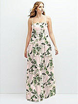 Front View Thumbnail - Palm Beach Print Modern Regency Chiffon Tiered Maxi Dress with Tie-Back