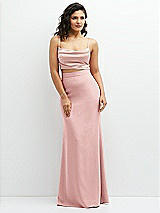 Front View Thumbnail - Rose - PANTONE Rose Quartz Crepe Mix-and-Match High Waist Fit and Flare Skirt