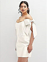 Alt View 1 Thumbnail - Ivory Satin Off-the-Shoulder Bow Corset Fit and Flare Mini Dress