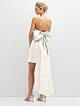 Rear View Thumbnail - Ivory Strapless Satin Column Mini Dress with Oversized Bow