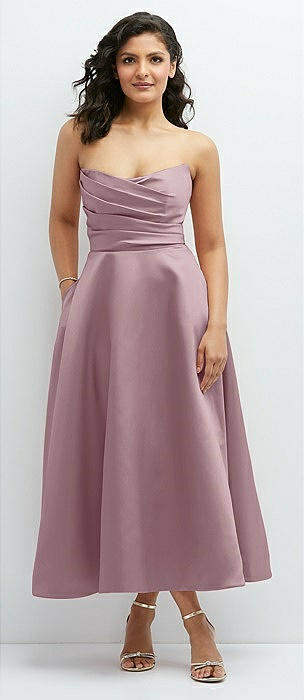 Purple Shades: strapless pale purple chiffon Georgette dress