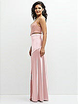 Side View Thumbnail - Ballet Pink Satin Mix-and-Match High Waist Seamed Bias Skirt with Slit 