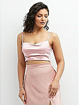 Front View Thumbnail - Ballet Pink Satin Mix-and-Match Draped Midriff Top