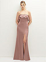 Front View Thumbnail - Neu Nude Soft Ruffle Cuff Strapless Trumpet Dress with Front Slit
