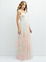 Side View Thumbnail - Rose Romance Romantic Floral Soft Tulle Maxi Dress with Full Skirt