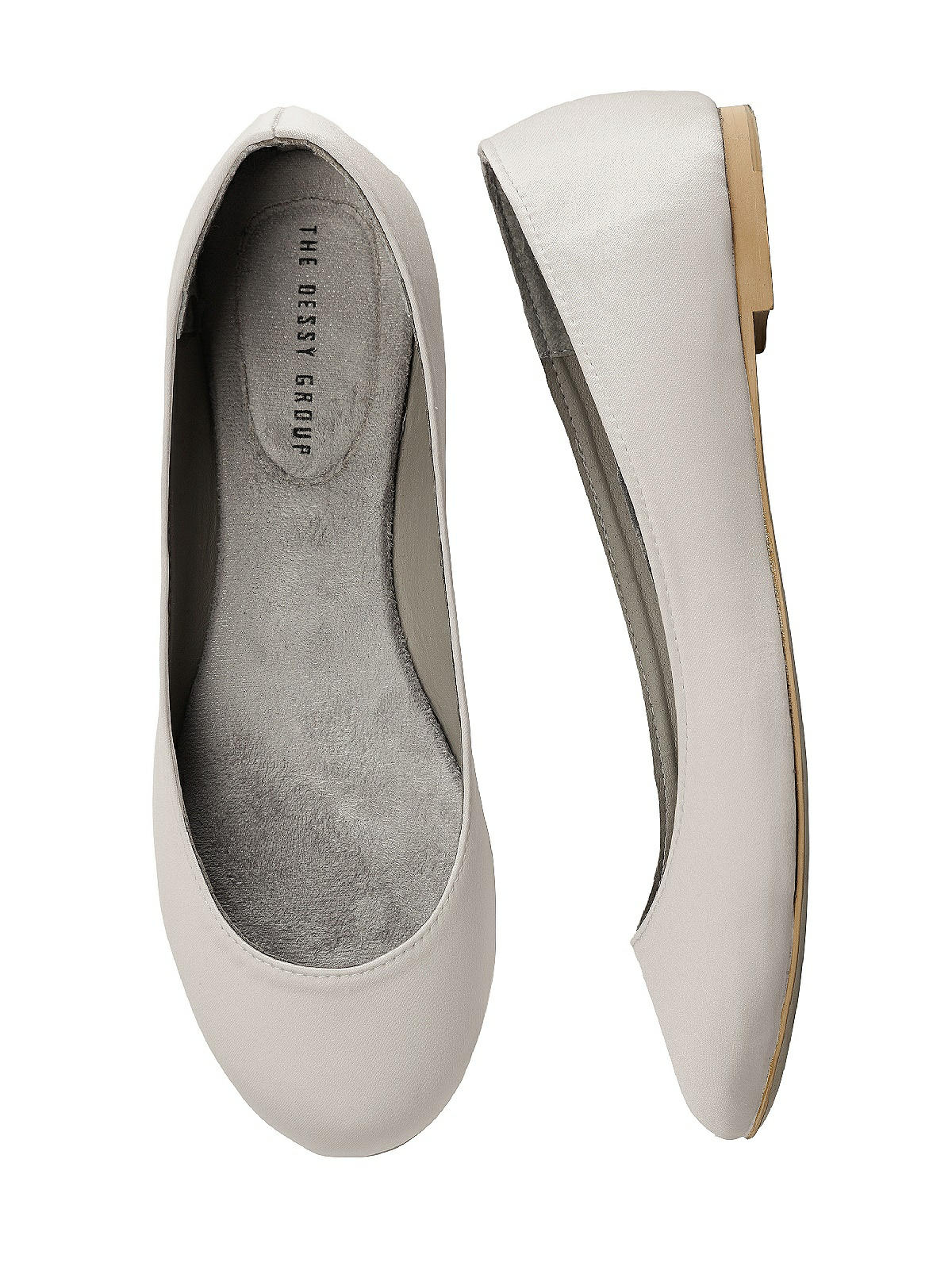 Simple Satin Ballet Wedding Flats In Oyster