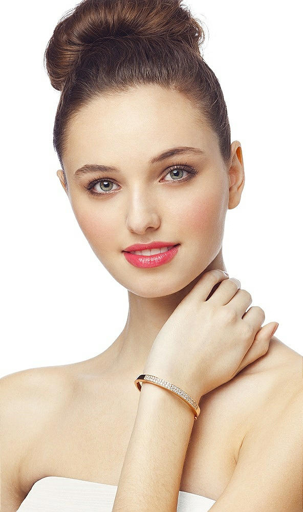 Back View - Rose Gold 18K Rose Gold Plated Pave Cuff Bracelet