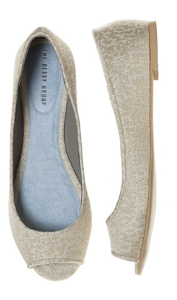 Front View - Ivory Gold Park Avenue Brocade Open-Toe Wedding Flats