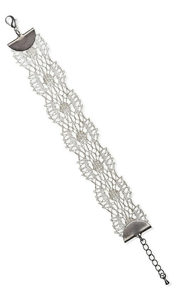 Front View - Silver French Metallic Lace Bracelet