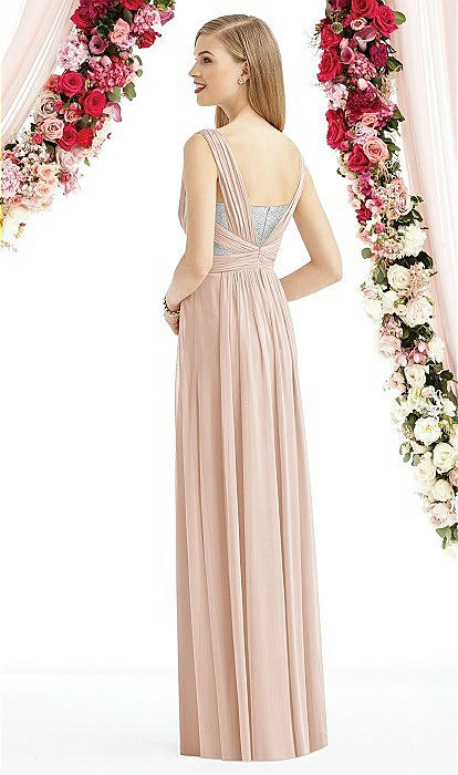 Metallic pink 2024 bridesmaid dresses