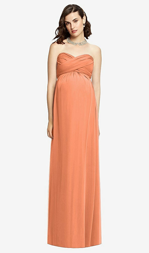 Front View - Sweet Melon Draped Bodice Strapless Maternity Dress