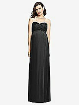 Front View Thumbnail - Black Draped Bodice Strapless Maternity Dress