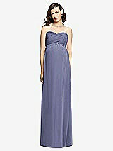 Front View Thumbnail - French Blue Draped Bodice Strapless Maternity Dress