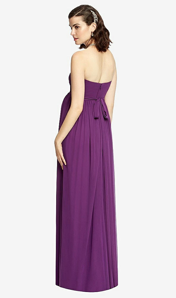 Back View - French Blue Draped Bodice Strapless Maternity Dress