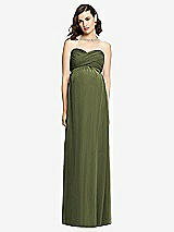Front View Thumbnail - Olive Green Draped Bodice Strapless Maternity Dress