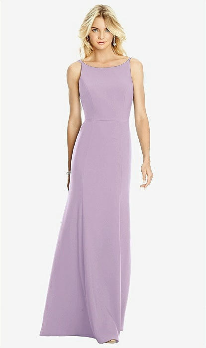 Dessy Collection Bishop Long Sleeve Open Back Trumpet Gown