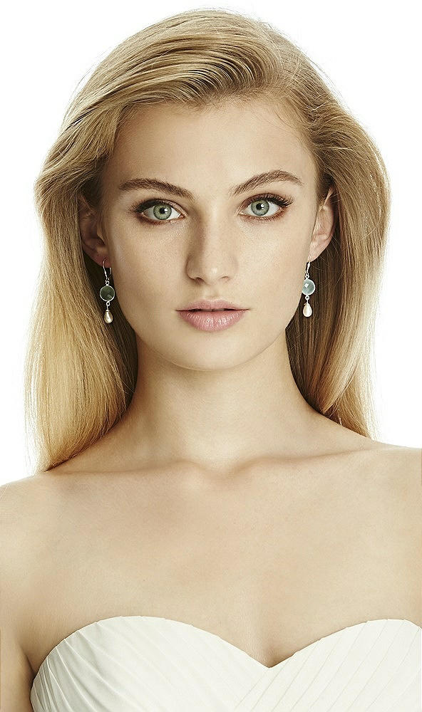 Back View - Aqua Pearly Aqua Chandelier Earrings