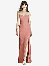 Front View Thumbnail - Desert Rose Strapless Crepe Trumpet Gown with Front Slit