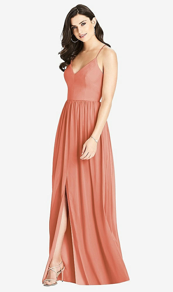 Front View - Terracotta Copper Criss Cross Strap Backless Maxi Dress