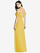 Rear View Thumbnail - Marigold Ruffled Cold-Shoulder Chiffon Maxi Dress
