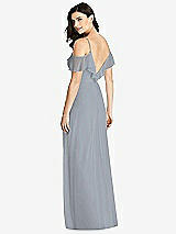 Rear View Thumbnail - Platinum Ruffled Cold-Shoulder Chiffon Maxi Dress