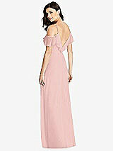 Rear View Thumbnail - Rose - PANTONE Rose Quartz Ruffled Cold-Shoulder Chiffon Maxi Dress