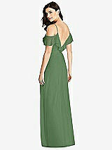 Rear View Thumbnail - Vineyard Green Ruffled Cold-Shoulder Chiffon Maxi Dress