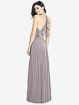 Front View Thumbnail - Cashmere Gray Ruffled Strap Cutout Wrap Maxi Dress