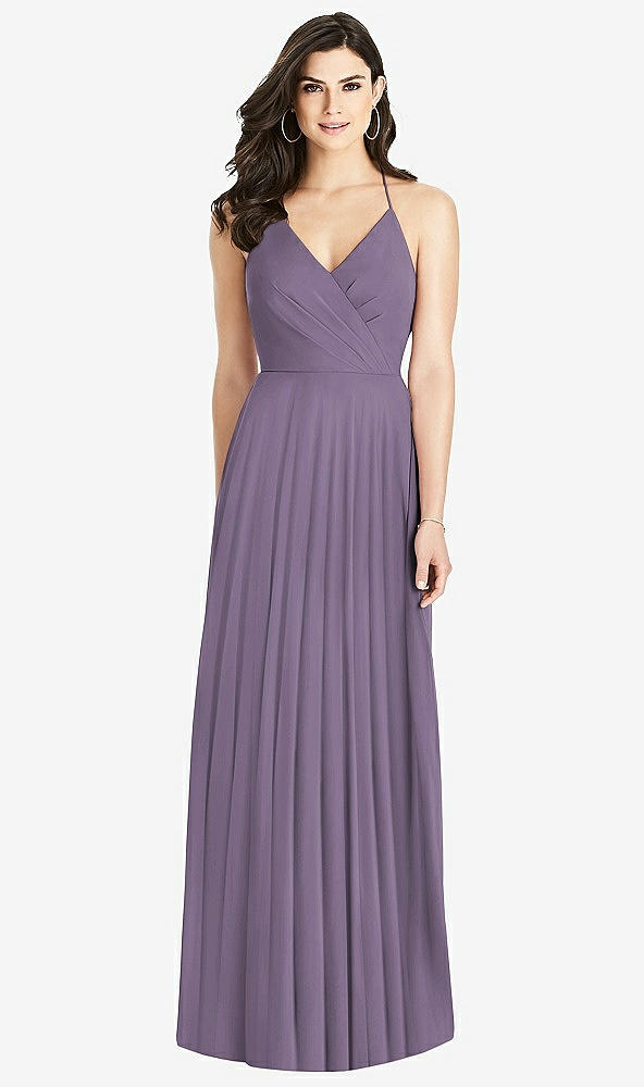 Back View - Lavender Ruffled Strap Cutout Wrap Maxi Dress