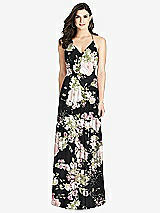 Rear View Thumbnail - Noir Garden Ruffled Strap Cutout Wrap Maxi Dress