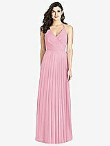 Rear View Thumbnail - Peony Pink Ruffled Strap Cutout Wrap Maxi Dress