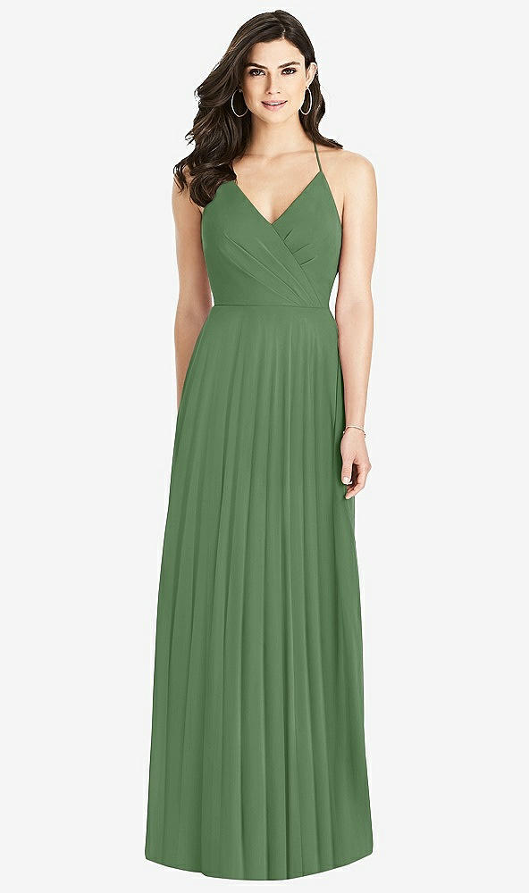 Back View - Vineyard Green Ruffled Strap Cutout Wrap Maxi Dress