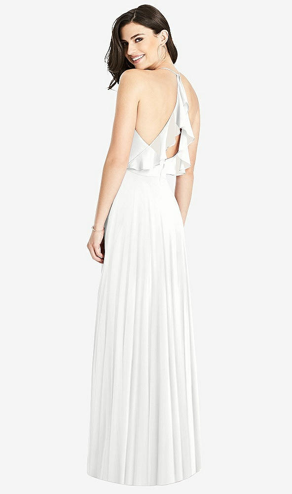 Front View - White Ruffled Strap Cutout Wrap Maxi Dress