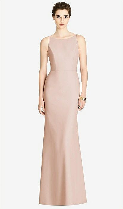 Bateau-neck Open Cowl-back Trumpet Bridesmaid Dress In Cameo | The Dessy  Group