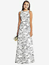 Front View Thumbnail - Botanica Floral Sleeveless Open-Back Satin Junior Bridesmaid Dress