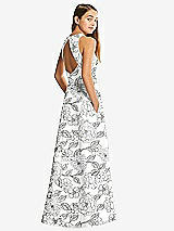 Rear View Thumbnail - Botanica Floral Sleeveless Open-Back Satin Junior Bridesmaid Dress