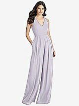 Front View Thumbnail - Moondance V-Neck Backless Pleated Front Jumpsuit