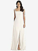 Front View Thumbnail - Ivory Tie-Shoulder Chiffon Maxi Dress with Front Slit
